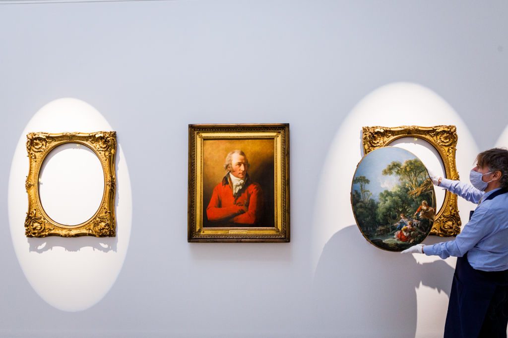 Work by Sir Henry Raeburn and Francois Boucher at Sotheby's ahead of its Old Masters evening auction in June 2021. (Photo by Tristan Fewings/Getty Images for Sotheby's)