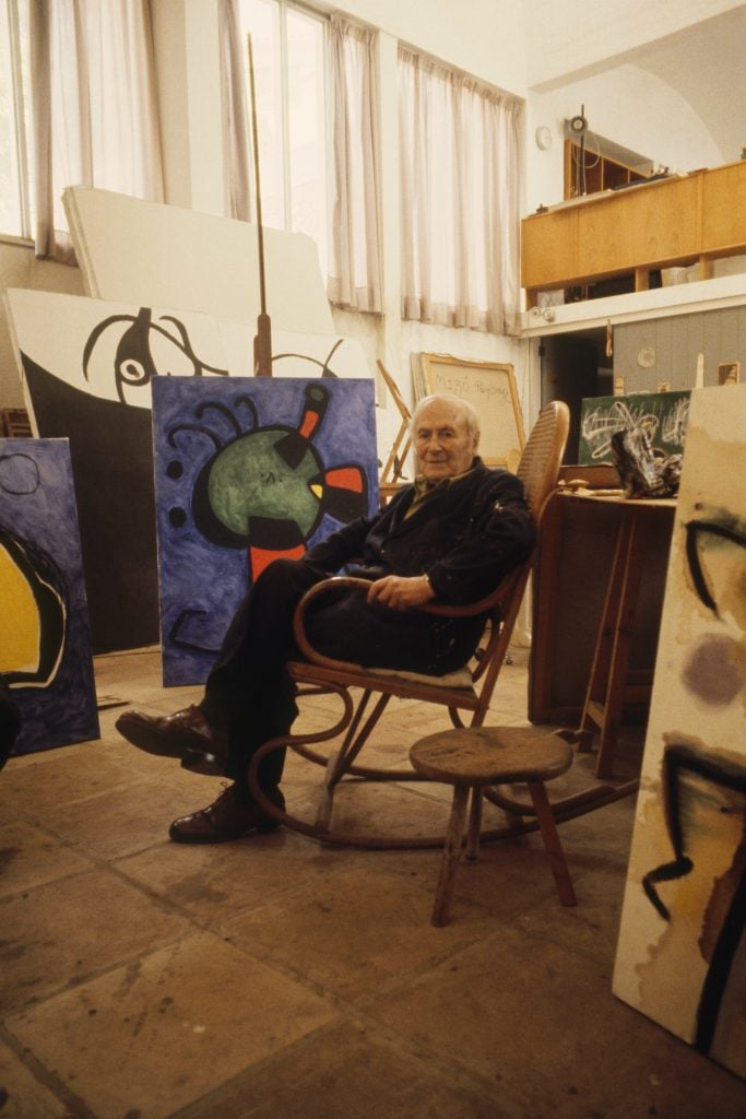 Juan Miro in His Studio. Courtesy of Alain Dejean/Sygma via Getty Images.