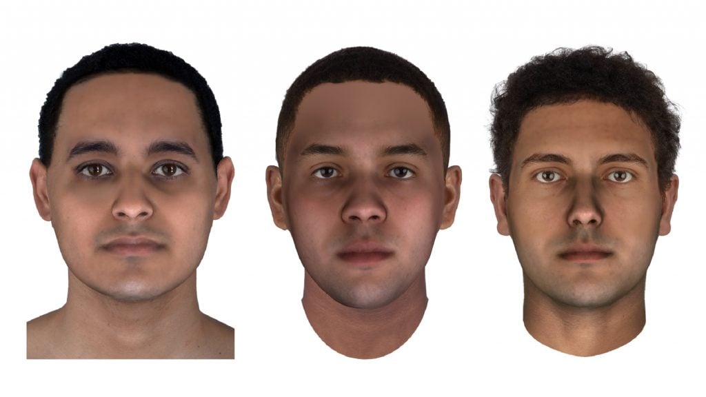 The reconstructed faces of three ancient Egyptian mummies. Courtesy of Parabon NanoLabs.