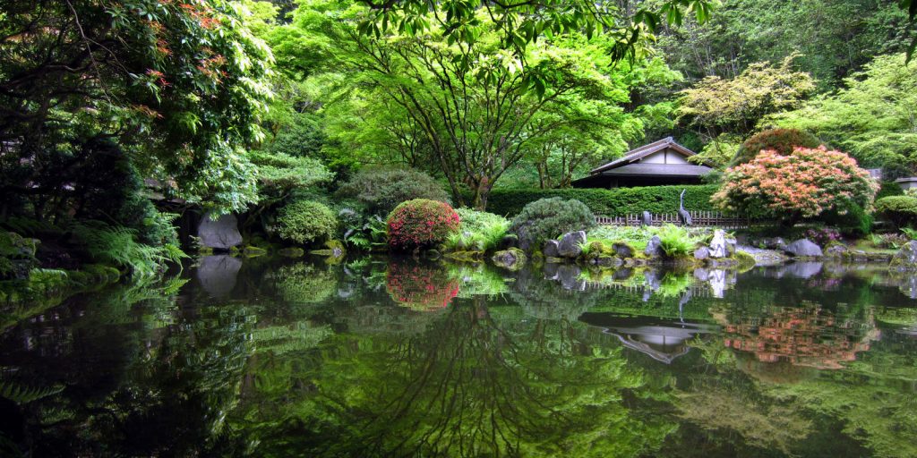 The Upper Pond in the Strolling Pond Garden at the Portland Japanese Garden. Photo by Michael Drewry, courtesy of the Portland Japanese Garden. 