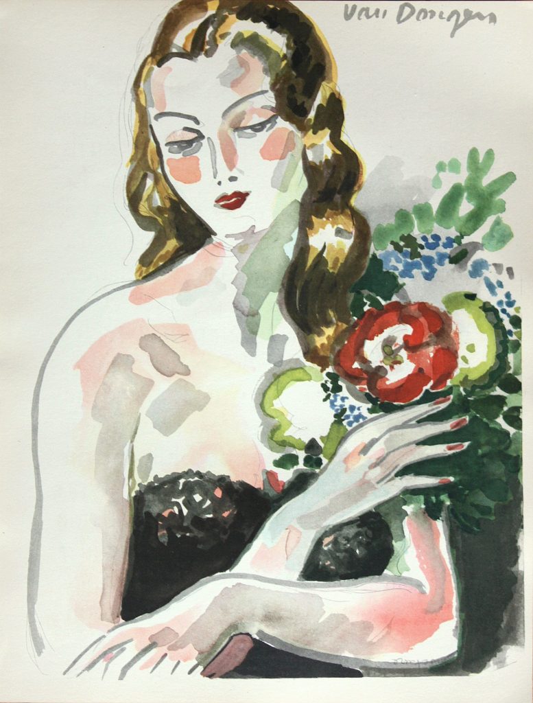 Kees van Dongen, Fille au Fleurs (1948). Courtesy of Van der Vorst- Art.