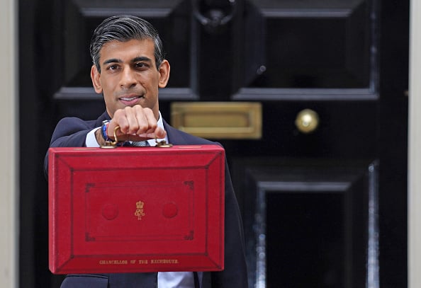 Chancellor of the Exchequer Rishi Sunak leaving 11 Downing Street, London before delivering his Budget to the House of Commons. Photo by Jacob King/PA Images via Getty Images