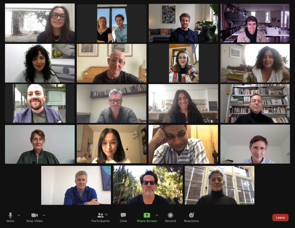 Members of the International Galleries Alliance (ICA) in a recent Zoom meeting. Courtesy of ICA.
