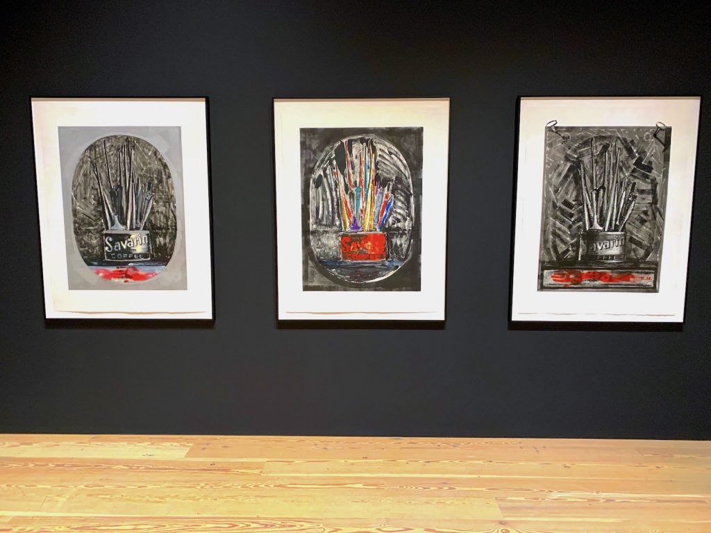 Installation view of the "Savarine Monotypes" gallery in "Jasper Johns: Mind/Mirror" at the Whitney Museum. Photo by Ben Davis.