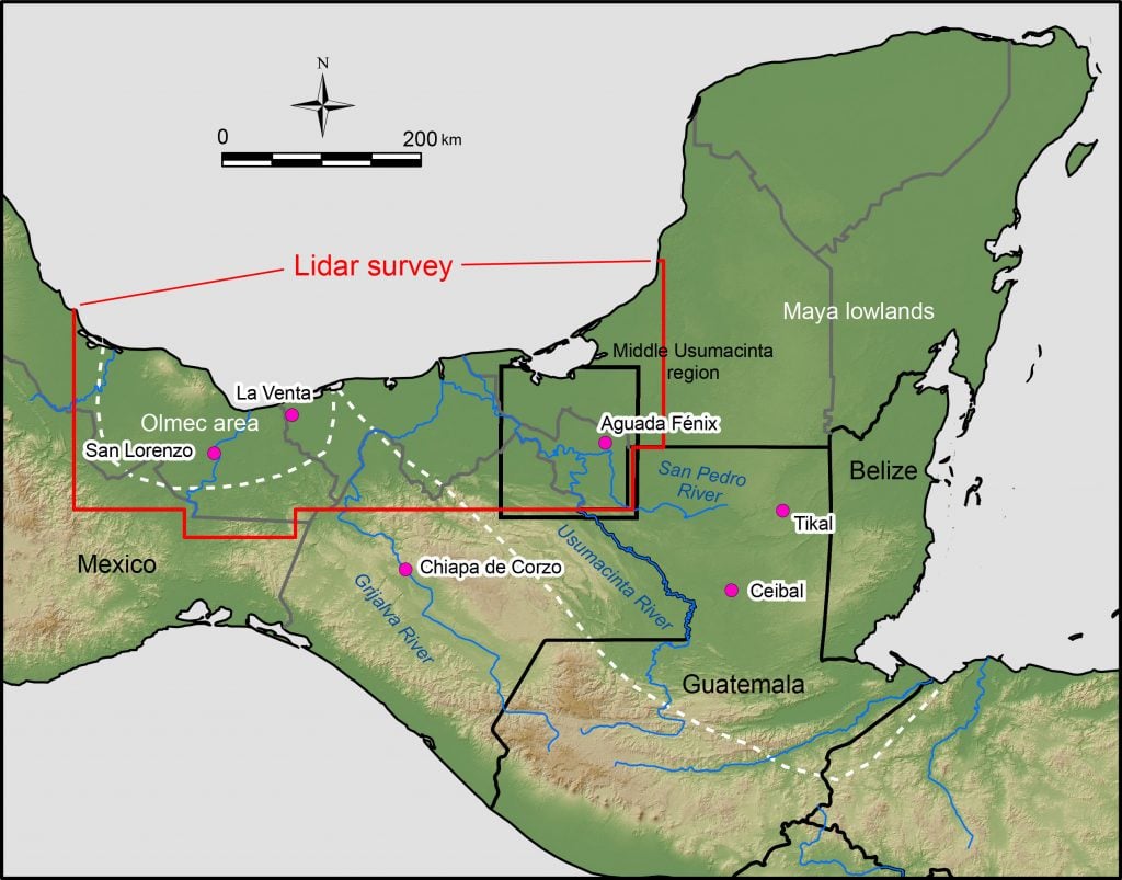 The area of the LiDAR survey. Image courtesy of Takeshi Inomata. 