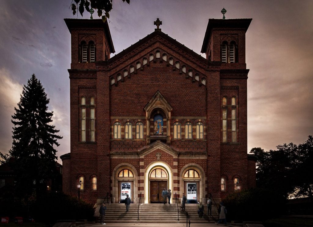A rendering of the Shepherd entry at dusk. Rendering by PRO.