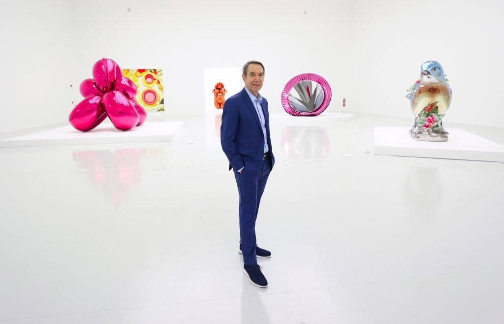 Installation view, "Jeff Koons: Lost in America" at Qatar Museums Gallery ALRIWAQ in Doha, Qatar. (Photo by Cindy Ord/Getty Images for Qatar Museums)