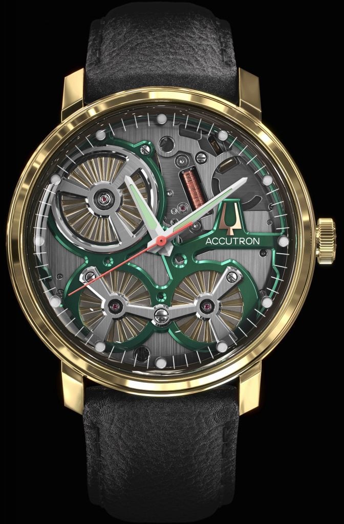 A new Spaceview 2020 re-imagines Accutron's' most iconic watch. Originally released ca. 1960, the open-dial design puts its world-first technology on full display. Courtesy of Accutron.