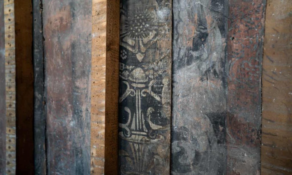 A detail of the 16th-century wall paintings at Calverley Old Hall, Yorkshire, England. Photo by Simon Hogben/Landmark Trust.