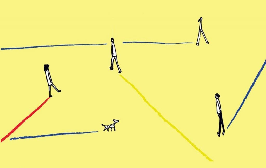 The Stichting Ijsberg gallery in Damme, Belgium, added a yellow background to Hallie Bateman's drawing It's a miracle we ever met and used it to promote their exhibition—even after she refused them permission to use the piece.