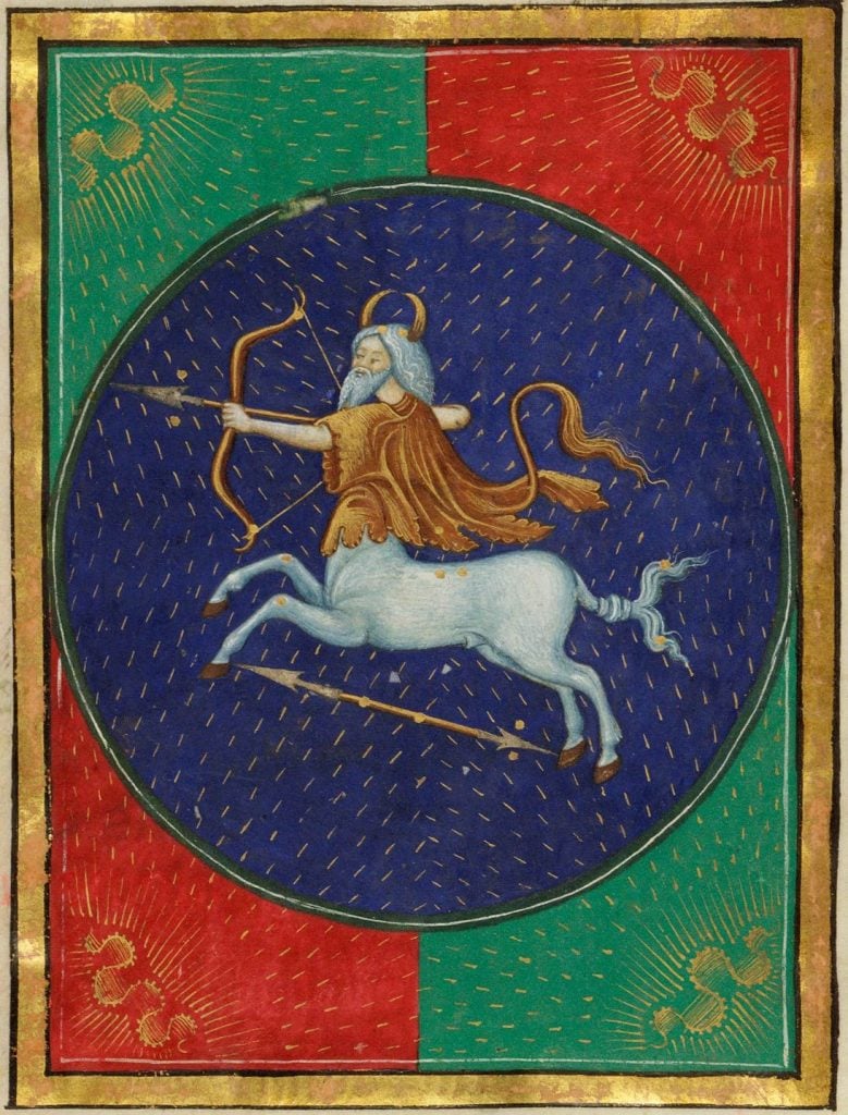 Sagittarius from a Book of Hours, Italy, perhaps Milan. Third quarter of the Fifteenth Century. Courtesy of the Morgan Library & Museum.