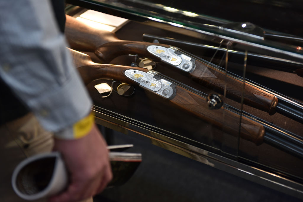 Antique guns on display at the Great British Shooting Show at NEC Arena on February 15, 2019. (Photo by John Keeble/Getty Images)