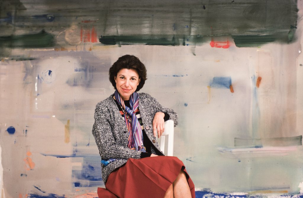 Portrait of abstract expressionist artist Helen Frankenthaler as she poses in her studio, New York, New York, 1978. Photograph by Brownie Harris / Corbis via Getty Images.