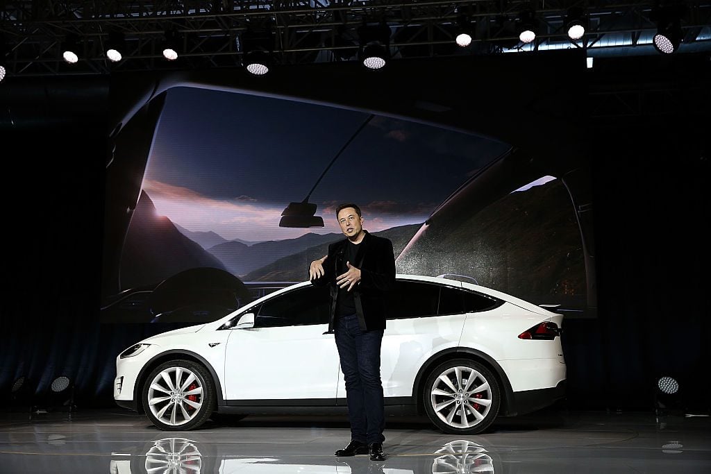 Tesla CEO Elon Musk speaks during an event to launch the new Tesla Model X Crossover SUV on September 29, 2015 in Fremont, California. (Photo by Justin Sullivan/Getty Images)