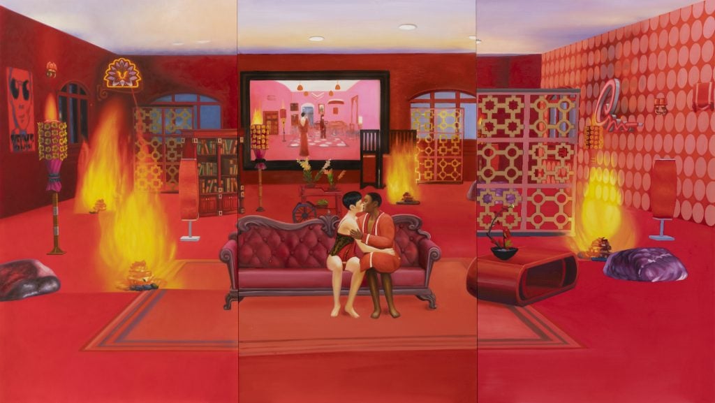 Mak Ying Tung 2, Home Sweet Home: Feng Shui Painting, Fire 4 (2021). Courtesy of de Sarthe.