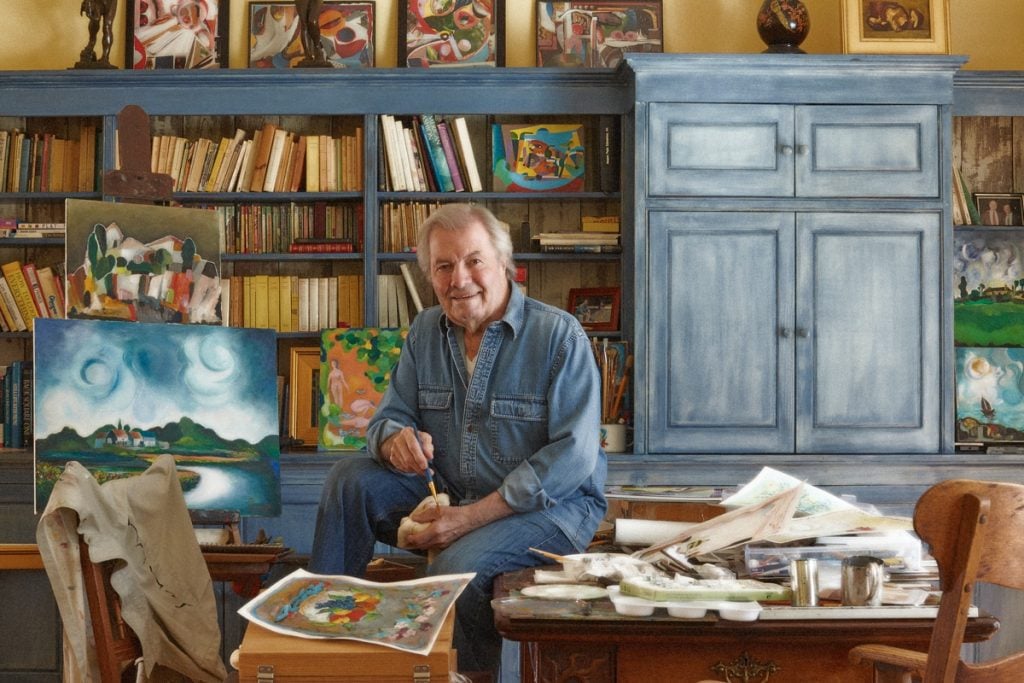 Jacques Pépin in his studio. Photo by Thomas Hopkins, courtesy of the Stamford Museum and Nature Center.