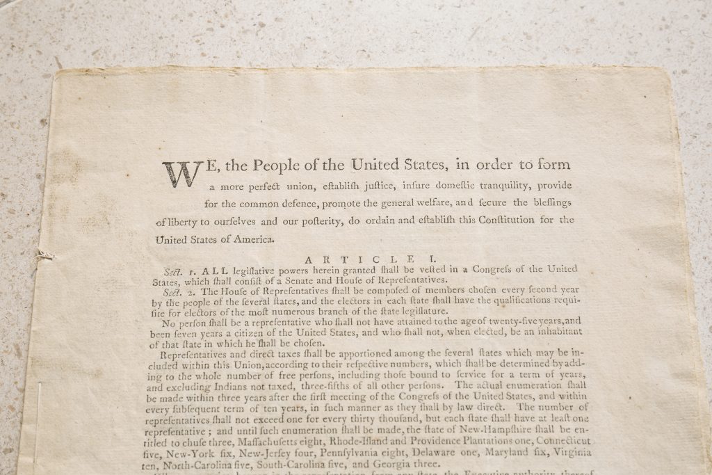 The official edition of the Constitution, the first printing of its final text. Photo courtesy Sotheby's.