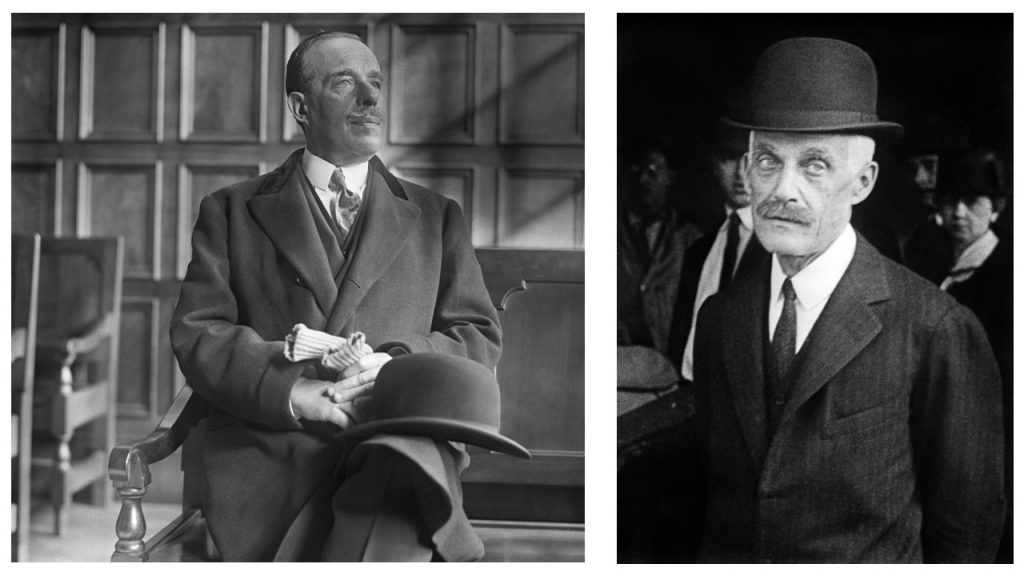 Left: Sir Joseph Duveen in 1929 and American financier Andrew William Mellon, ca.  1920. (Photo by APIC / Getty Images)