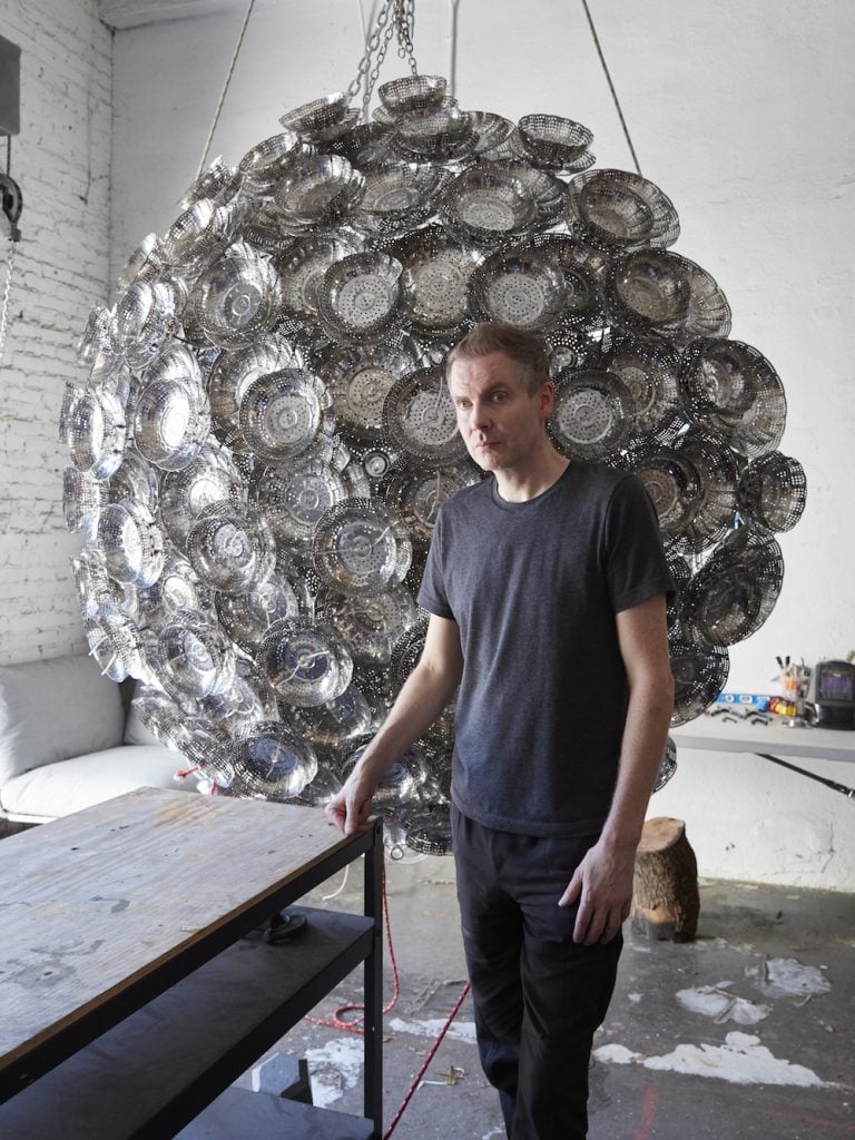 Sigur Rós lead singer Jónsi with one of the new works he created for 