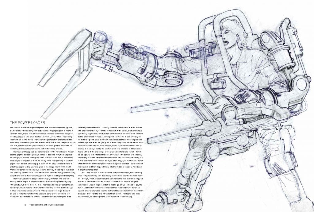 A spread from <i>Tech Noir: The Art of James Cameron</i>, 2021. Courtesy of Insight Editions. 