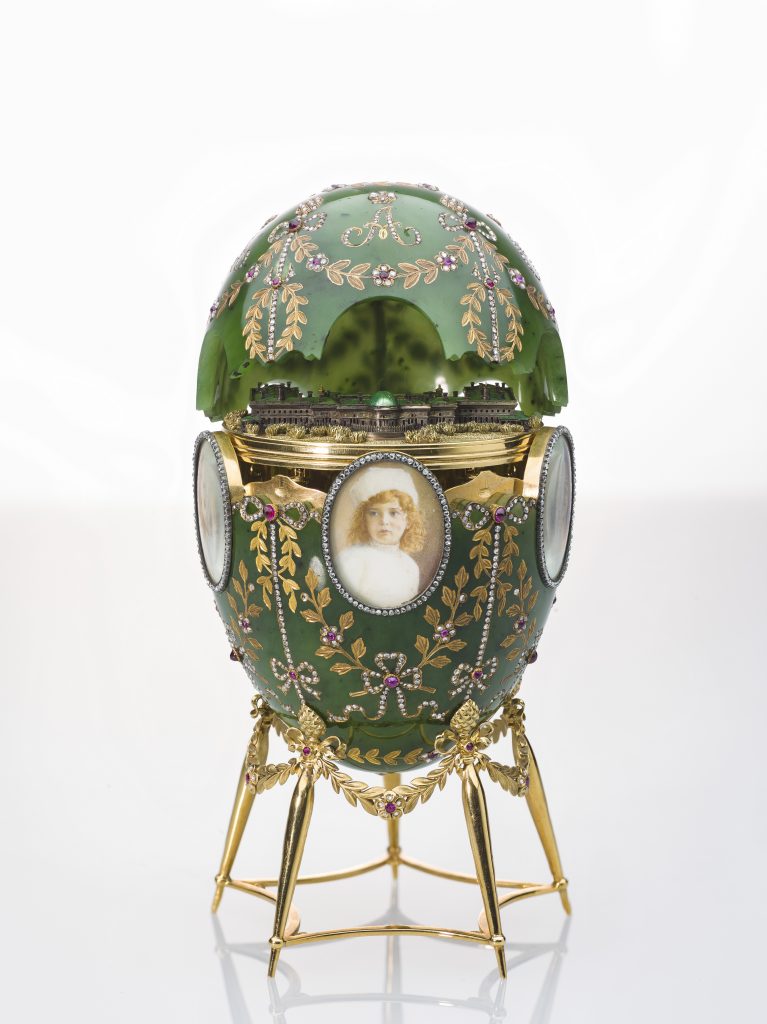 The Alexander Palace Egg, g, Fabergé. Chief Workmaster Henrik Wigström. 1908 © The Moscow Kremlin Museums. Courtesy of the V&A.