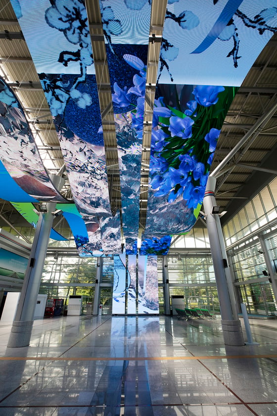 Ye Seung Lee, Ruffling Landscape - calling us “we” (2021) installed at Dorasan Station in "2021 DMZ Art and Peace Platform." Photo by Kim San.