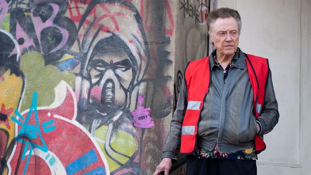Walken's character, Frank. Photo courtesy of the BBC.Christopher Walken on the BBC limited series <i>The Outlaws</i>. Courtesy of the BBC.