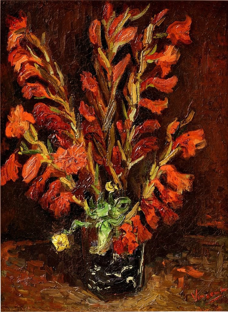 Vincent van Gogh, <i>Nature Morte: Vase Aux Glaïeuls</i> (1886). Courtesy of Sotheby's.