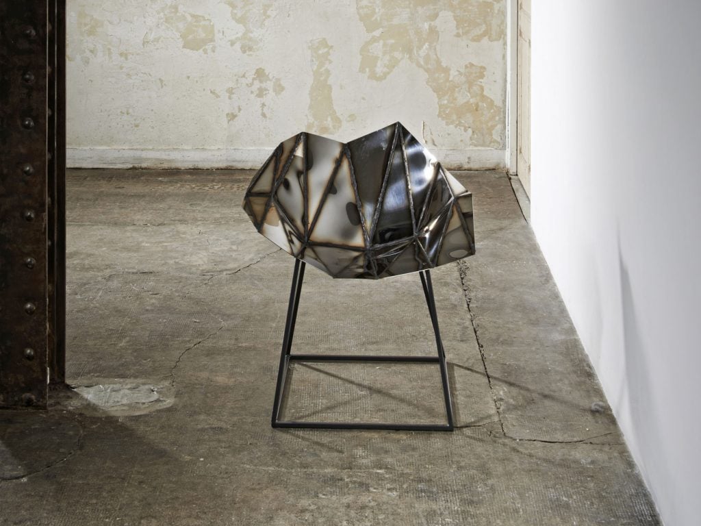 Mayor's mirrored-steel Parallax chair. Photo: Armel Soyer.