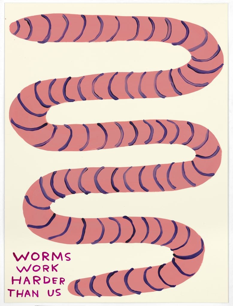 David Shrigley, <em>Worms Work Harder Than Us</em>. Courtesy of Ruinart.