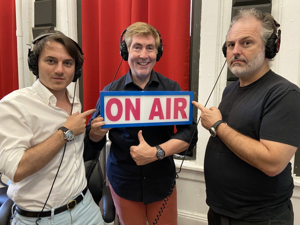 David Graver, Bill McCuddy, and Scott Alexander, hosts of <i>The Accutron Show</i> podcast. Courtesy of Accutron.