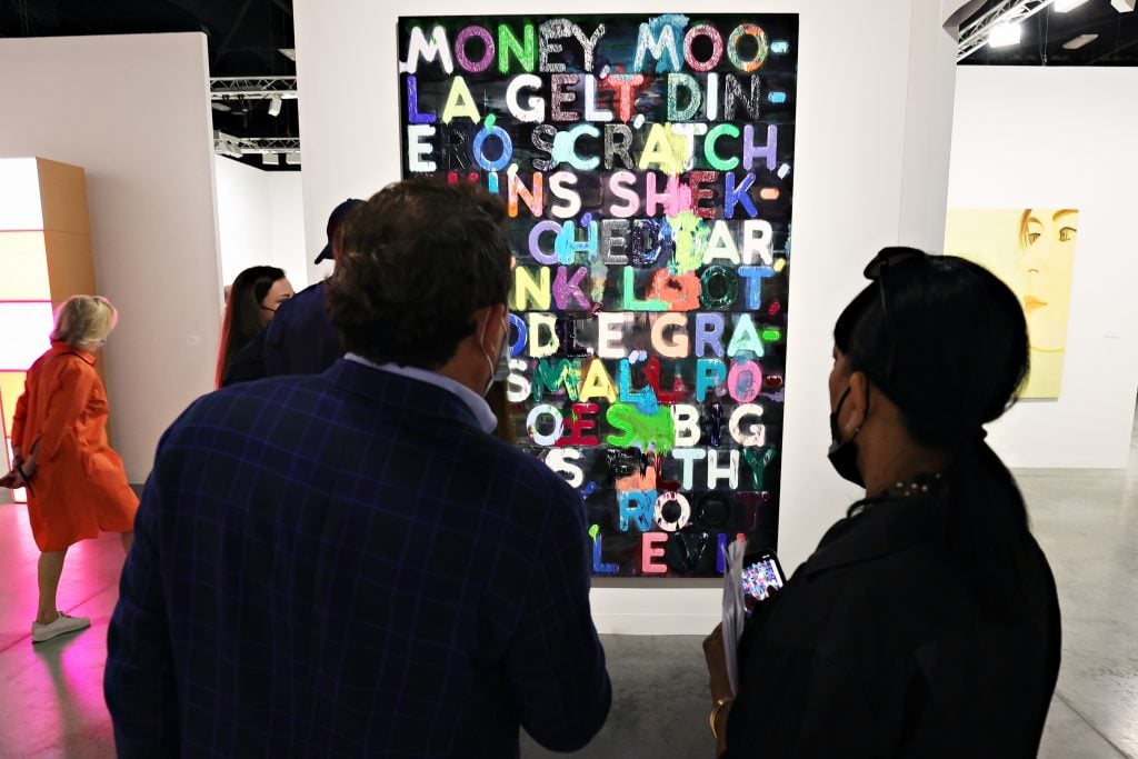 Mel Bochner, Money (2015) at Art Basel in Miami Beach. (Photo by Cindy Ord/Getty Images)