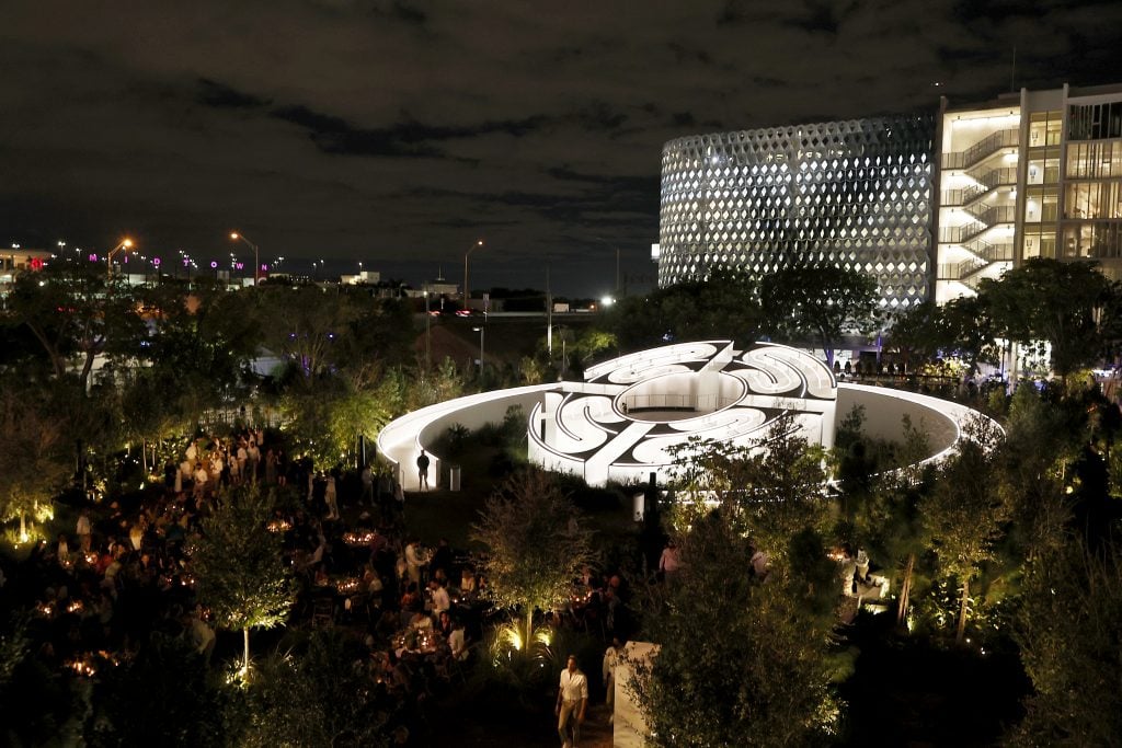 A view of Es Devlin's <em>Five Echoes</em> installation during Art Basel Miami Beach at Jungle Plaza in the Miami Design District. Photo: Arturo Holmes/WireImage.