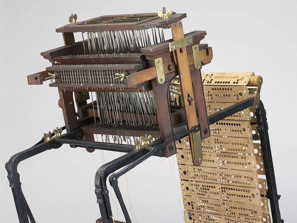 Model of a Jacquard loom (Scale 1:2), 1867. Photo by Science Museum/SSPL/Getty Images.