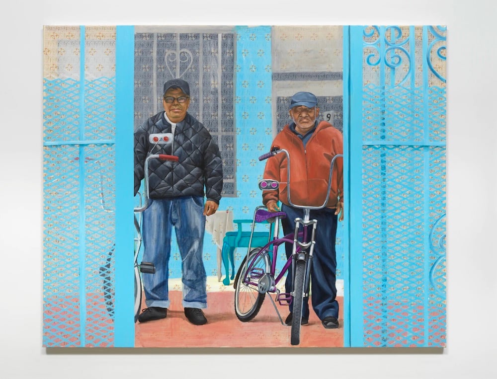 Danielle De Jesus, <i>Two men and their blue gate</i> (2021). Image courtesy Calderon.
