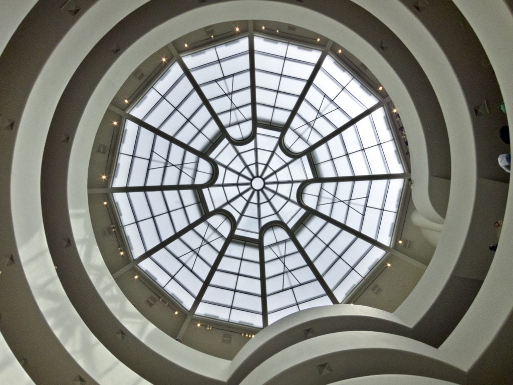 The inside of Frank Lloyd Wright's Solomon R. Guggenheim Museum. Photo by Evan-Amos, public domain.