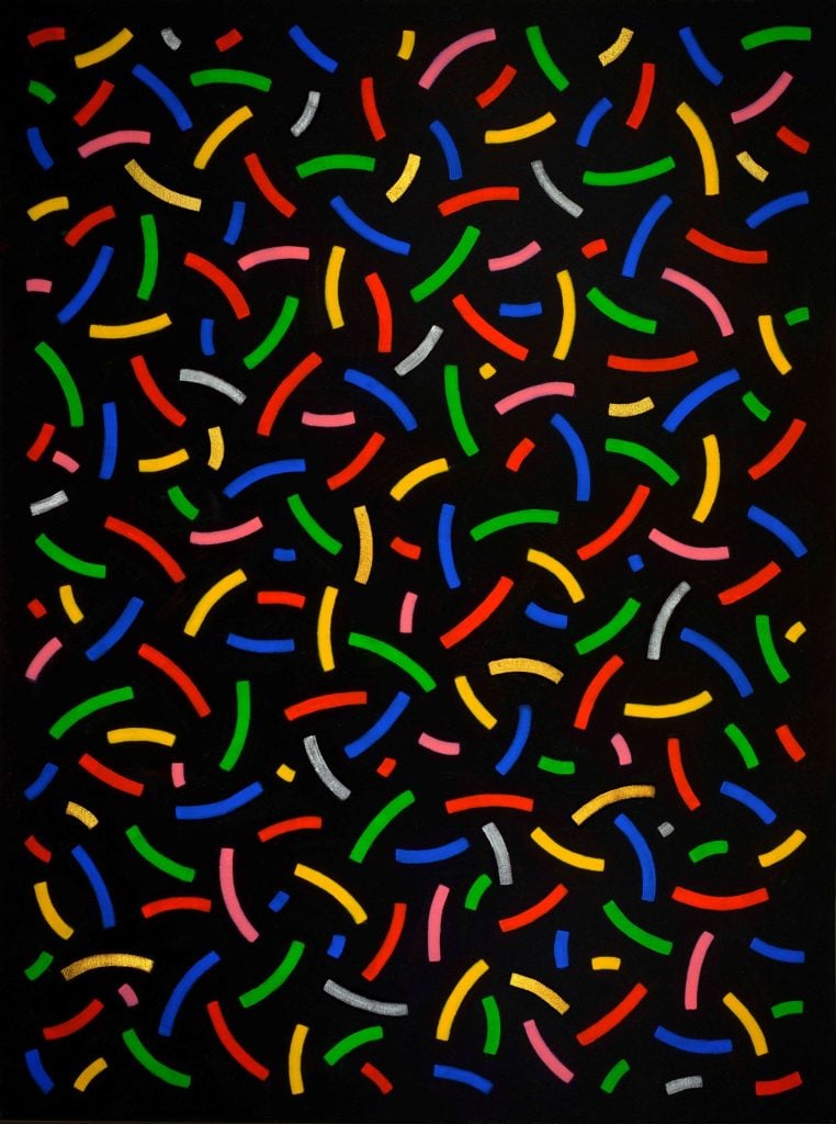 Osvaldo Mariscotti, Colored Curves VII (2019). Courtesy of Upsilon Gallery New York.