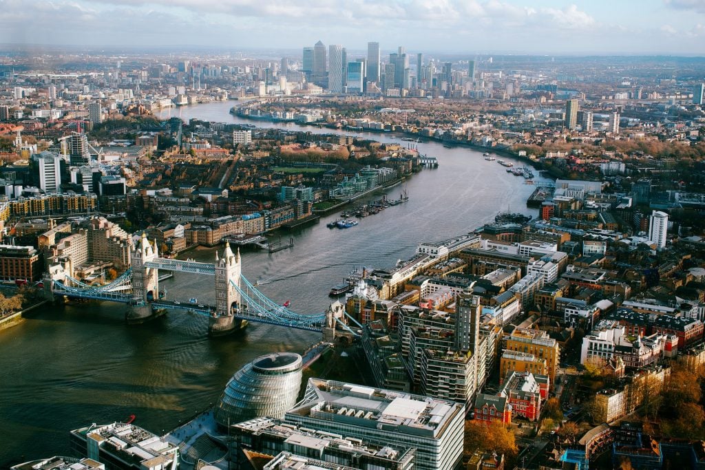 Aerial view of London. Photo by Mike from Pexels.
