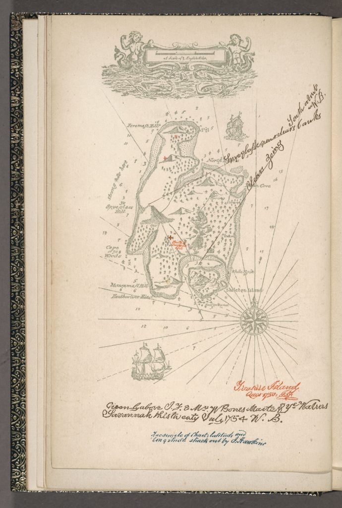 Et kort fra Robert Louis Stevensons <i>Treasure Island</i> (1883).  Lent by Huntington Library, Art Museum and Botanical Gardens. “Width =” 690 “height =” 1024 “srcset =” https://news.artnet.com/app/news-upload/2022/01/1.-Stevenson- Map-of-Treasure-Island-1883-690×1024.jpg 690w, https://news.artnet.com/app/news-upload/2022/01/1.-Stevenson-Map-of-Treasure-Island-1883- 202×300.jpg 202w, https://news.artnet.com/app/news-upload/2022/01/1.-Stevenson-Map-of-Treasure-Island-1883-34×50.jpg 34w, https: // news .artnet.com / app / news-upload / 2022/01 / 1.-Stevenson-Map-of-Treasure-Island-1883-1293×1920.jpg 1293w “sizes =” (max-width: 690px) 100vw, 690px “/ ></p>
<p class=