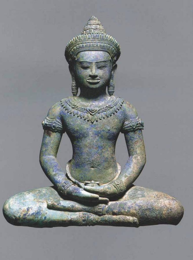 An Angkor Wat-style bronze sculpture depicting seated Buddha. Photo courtesy of the United States Attorney for the Southern District of New York.