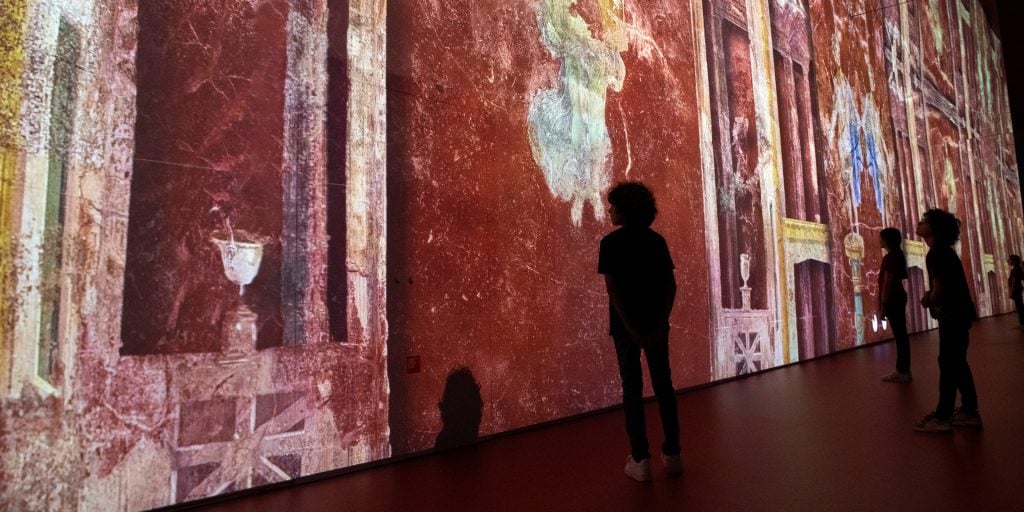 "Pompeii," an immersive digital exhibition at the Grand Palais staged in conjunction with the Archaeological Park of Pompeii. Photo by Didier Plowy for the Rmn-Grand Palais, ©Sylvain Roca.