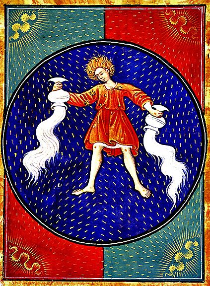 Aquarius from an Italian Book of Hours, perhaps made in Milan. Courtesy of the Morgan Library.