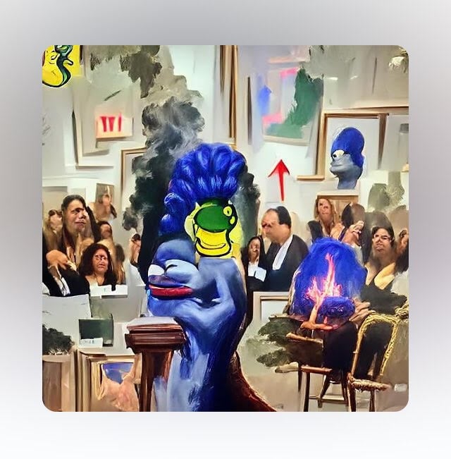 8bit_titty she is as raw as remarkable, and best of all are her titles, like <em>Rare Pepe Marge Simpson smoking meth at Christie’s Auction House</em>. Courtesy of Kenny Schachter.