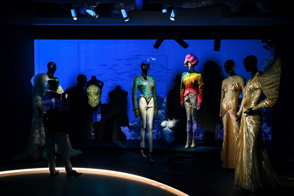 'Thierry Mugler : Couturissime' exhibition at the Musee des Arts Decoratifs in Paris. (Photo by CHRISTOPHE ARCHAMBAULT/AFP via Getty Images)
