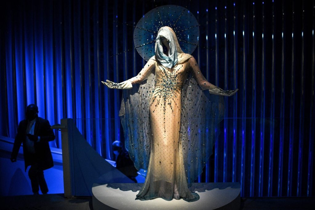 'Thierry Mugler : Couturissime' exhibition at the Musee des Arts Decoratifs in Paris. (Photo by CHRISTOPHE ARCHAMBAULT/AFP via Getty Images)