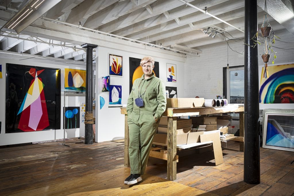 Liz Nielsen in her studio in 2021. Photo courtesy of Miles McEnery Gallery.