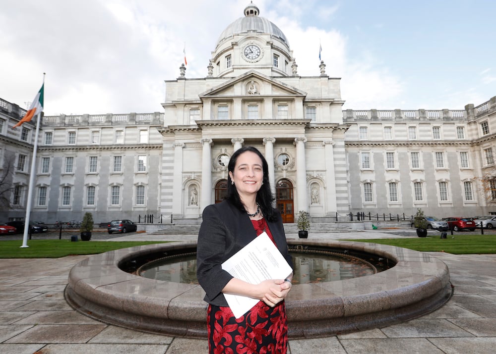 Minister of Tourism, Culture, Arts, Gaeltacht, Sport and Media Catherine Martin TD outside Government Buildings. Photograph: Leon Farrell / Photocall Ireland