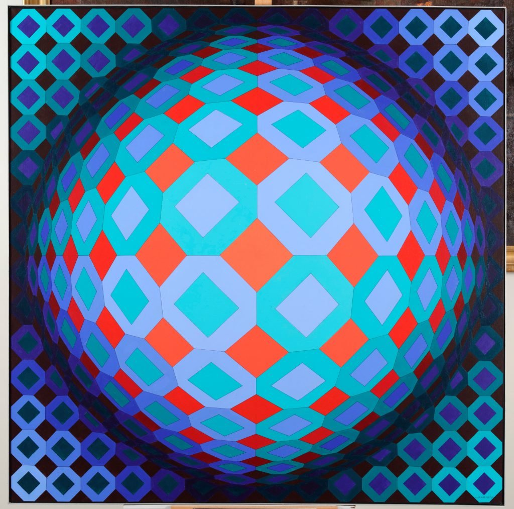 Victor Vasarely, Okta Cor (1973) Acrylic on canvas. Image credit: Fabrice Lepeltier and Fondation Vasarely