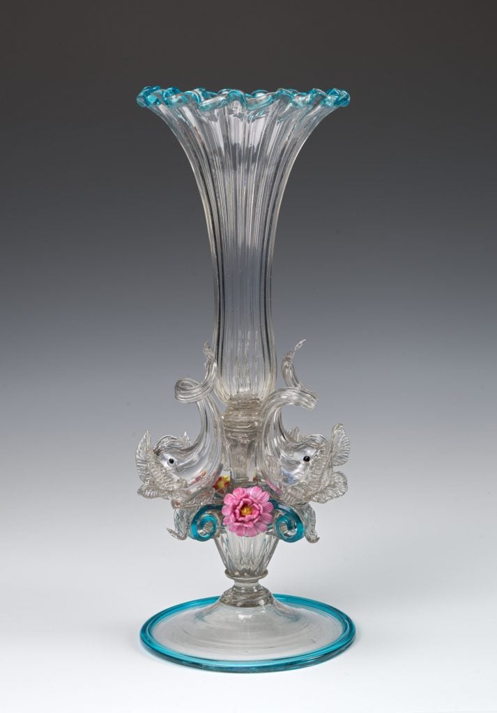Manufactured by Compagnia di Venezia e Murano (CVM), Vase with dolphins and flowers (ca. 1880-1890).  Courtesy of the Smithsonian American Art Museum