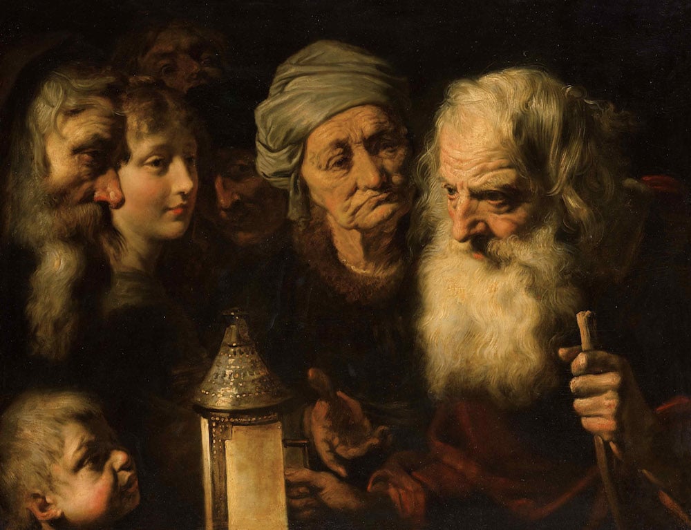 Pieter van Mol, Diogenes with his lantern looking for an honest man Image courtesy Sotheby's.